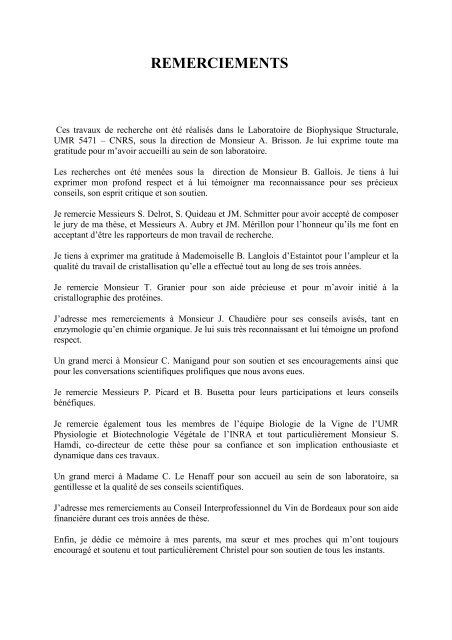 Remerciementsces Travaux