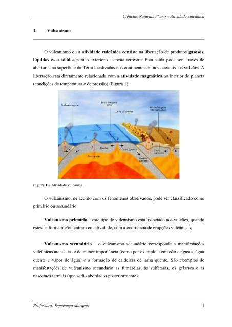Vulcanismo 7Âº ano.pdf - Ensino BÃ¡sico