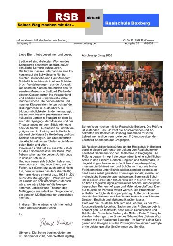 Ausgabe 26 07/2008 - Realschule Boxberg