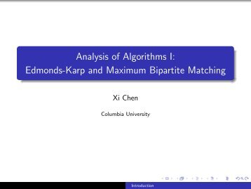 Edmonds-Karp and Maximum Bipartite Matching - Analysis of ...