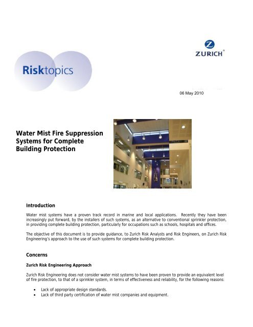 Water Mist Fire Suppression Systems for ... - Risk Engineering