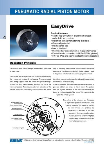 BIBUS/PTM series EasyDrive pneumatic radial piston motor