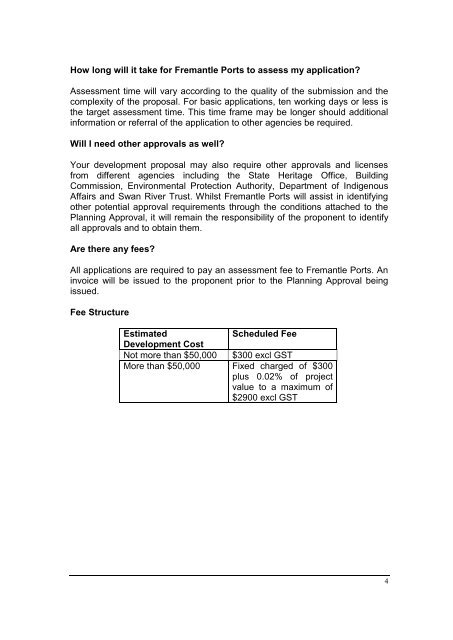 Planning Approval and Assessment Fact Sheet - Fremantle Ports