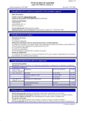 Ficha de datos de seguridad - Voco