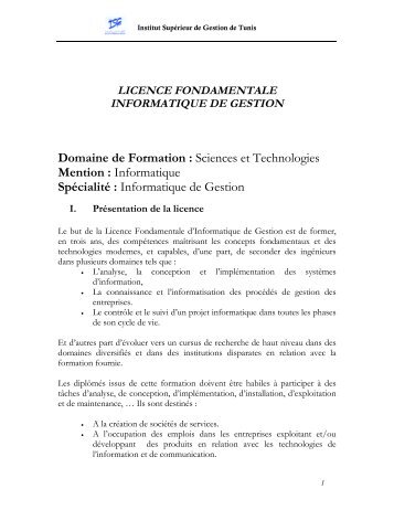 Informatique de Gestion - Institut SupÃ©rieur de Gestion de Tunis