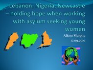 Lebanon, Nigeria, Newcastle â holding hope when working ... - AFT