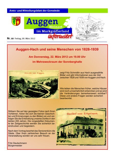 Auggen-Hach und seine Menschen von 1828-1939