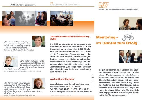 Mentoring – im Tandem zum Erfolg - Verein Berliner Journalisten e.V.