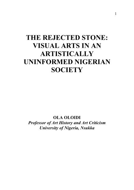 visual arts in an artistically uninformed nigerian society