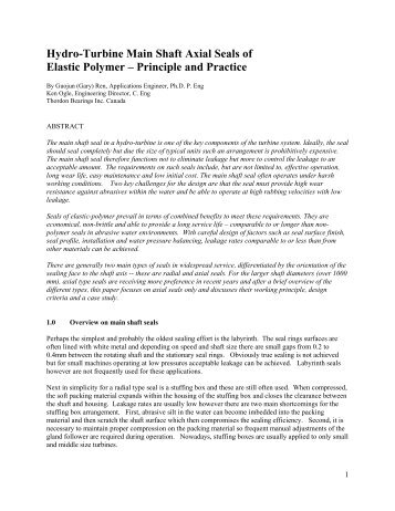 Hydro-Turbine Main Shaft Axial Seals of Elastic ... - Thordon Bearings