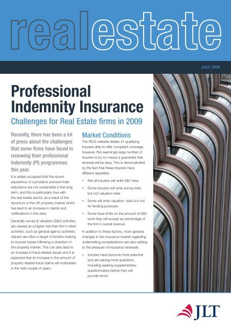 Real Estate Bulletin - Professional Indemnity Insurance - JLT