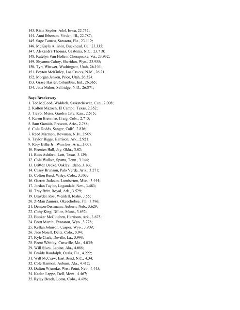 Complete First Round Results