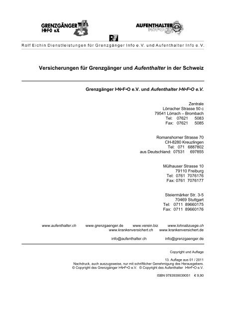 Versicherungen für Grenzgänger und Aufenthalter in der Schweiz