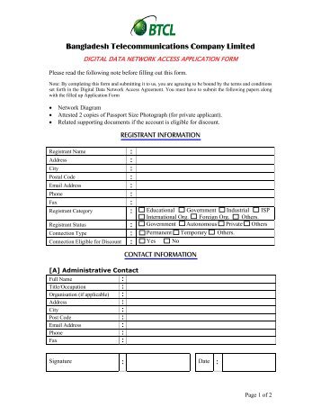 DDN Application Form - BTCl