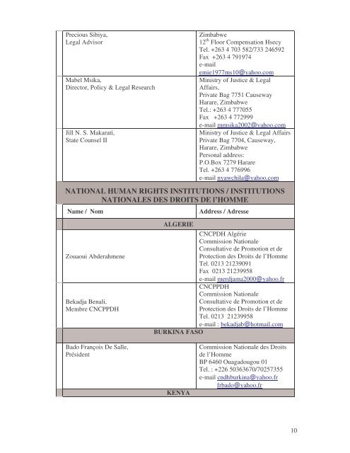 List of Participants - African Commission on Human and Peoples ...