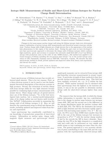 Isotope Shift Measurements of Stable and Short-Lived Lithium ...