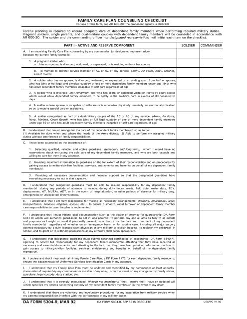 family-care-plan-counseling-checklist-da-form-5304-r-mar-92