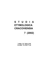 Studia Etymologica Cracoviensia - Uniwersytet JagielloÃ…Â„ski