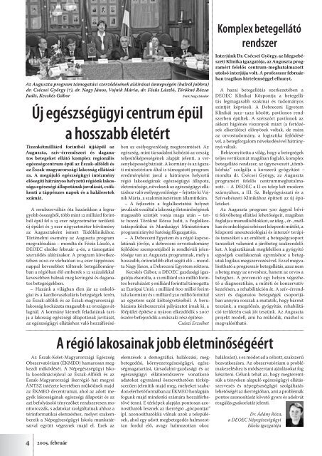 2005-02 EgÃ©szsÃ©gcentrum.indd - Debreceni Egyetem Orvos- Ã©s ...