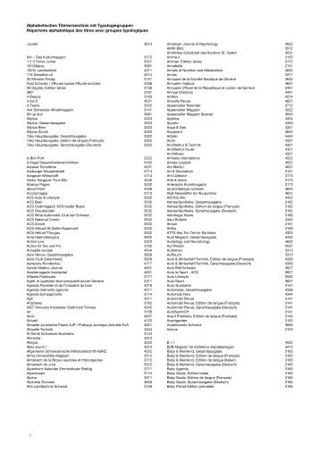 Alphabetisches Titelverzeichnis mit ... - VSW / ASSP