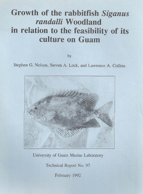 Growth of the rabbitfish Siganus randalli Woodland - University of ...