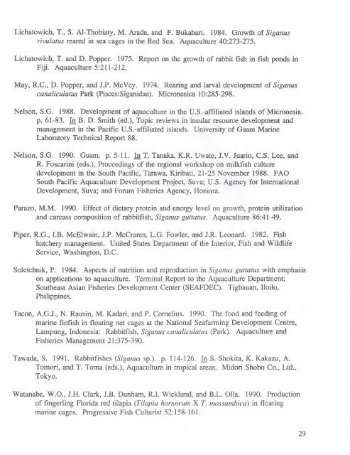 Growth of the rabbitfish Siganus randalli Woodland - University of ...