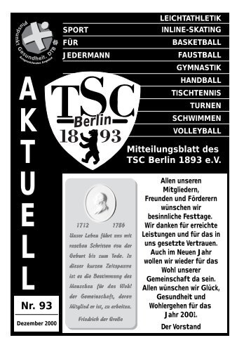 #TSC Berlin Ausgabe 12/00 - TSC Berlin 1893 e.V.