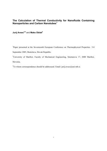 The Calculation of Thermal Conductivity for ... - thermophysics.ru