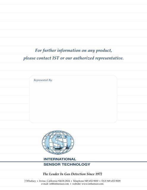 Products Brochure (PDF) - International Sensor Technology