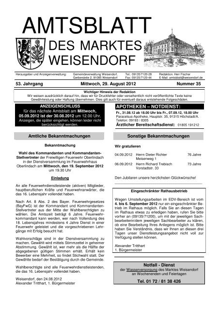 AMTSBLATT - Gemeinde Weisendorf