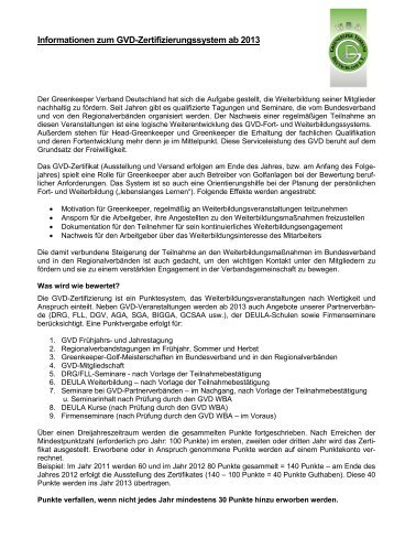 Zertifizierungssystem - Greenkeeper Verband Deutschland e.V.