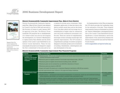 2006 Business Development Report - Niagara Falls, Ontario, Canada