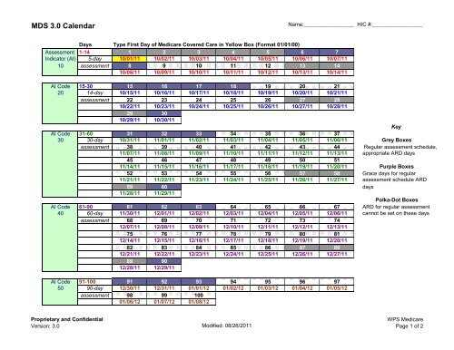 MDS 3 0 Calendar Nursing Home Help