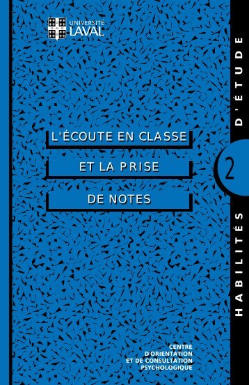 L'Ã©coute en classe et la prise de note.