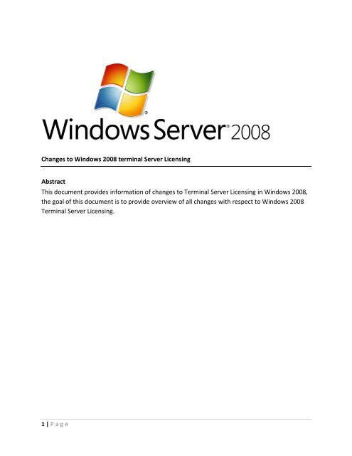 Changes to Windows 2008 terminal Server ... - TechNet Blogs