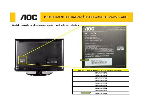 procedimento atualizaÃƒÂ§ÃƒÂ£o software lc32w053 auo ... - AOC