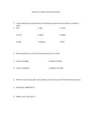 Reactions in Aqueous Solution Worksheet