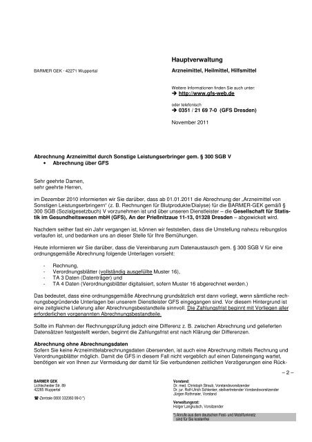 Info Anschreiben Abrechner SLE 11 2011 - GFS Gesellschaft für ...