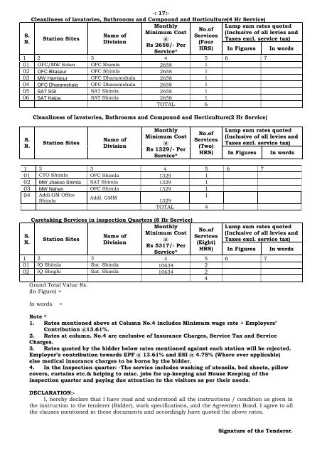 tender for “housekeeping & cleanliness services” - Northern ...