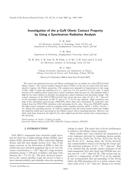Investigation of the p-GaN Ohmic Contact Property by Using a ...