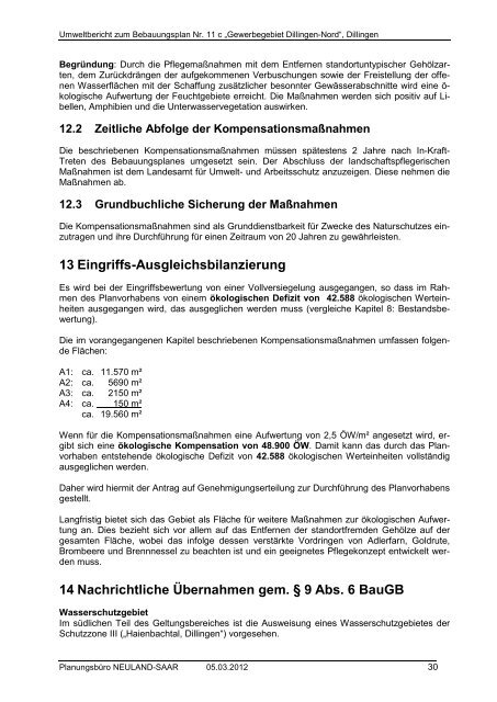 Umweltbericht zum Bebauungsplan 11c ... - Stadt Dillingen