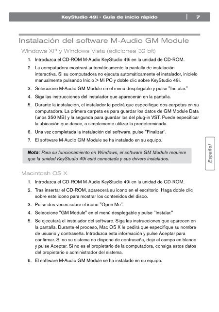 KeyStudio 49i | GuÃ­a de inicio rÃ¡pido - M-Audio