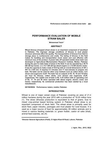 Performance Evaluation of Mobile Straw Baler Muhammad Yasin