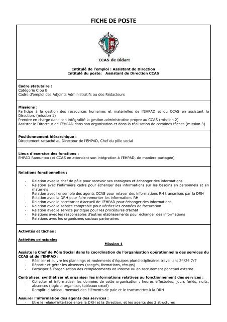 NV Fiche de poste Assistant direction CCAS.pdf - Bidart