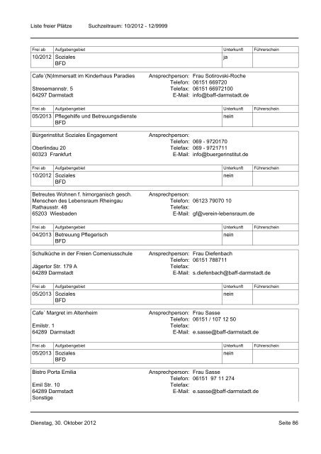 Freiplatzliste - Der PARITÄTISCHE Bundesfreiwilligendienst Hessen