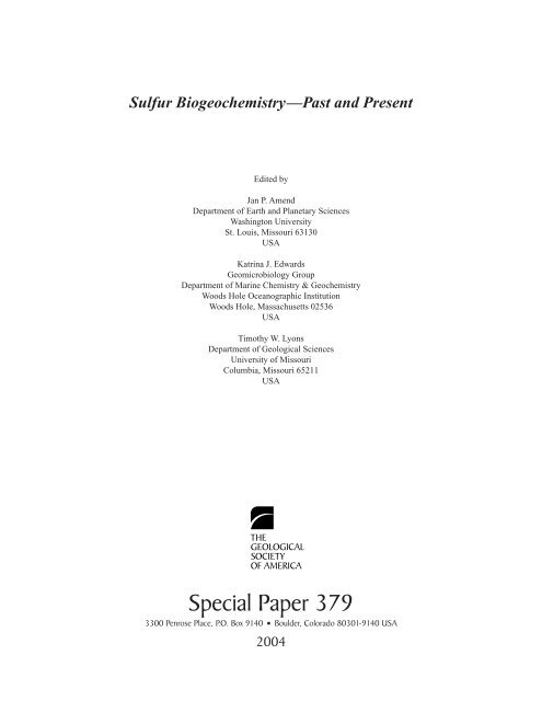 Sulfur BiogeochemistryâPast and Present