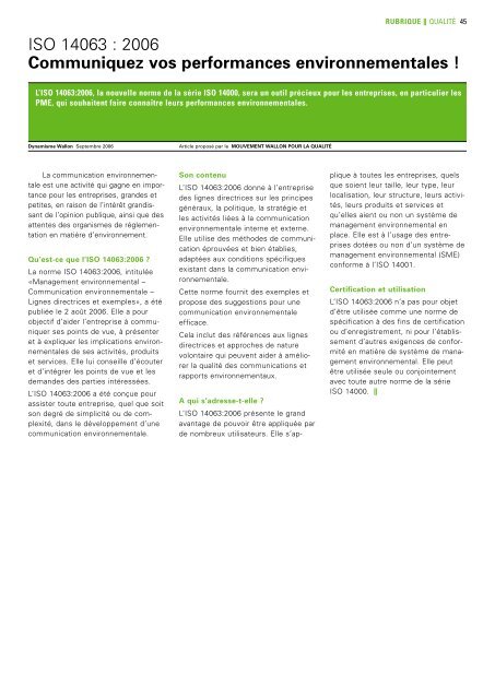 Dynamisme 197 xp pour pdf - Union Wallonne des Entreprises