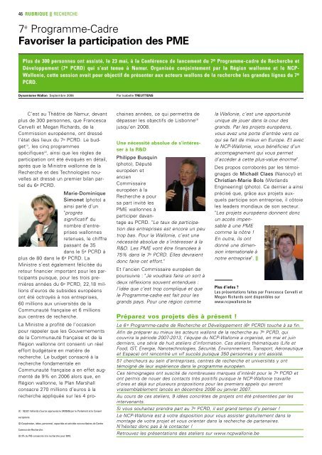 Dynamisme 197 xp pour pdf - Union Wallonne des Entreprises