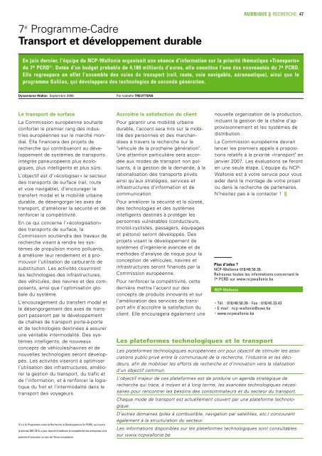 Dynamisme 197 xp pour pdf - Union Wallonne des Entreprises