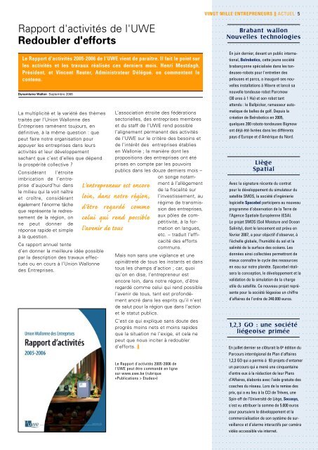 Dynamisme 197 xp pour pdf - Union Wallonne des Entreprises